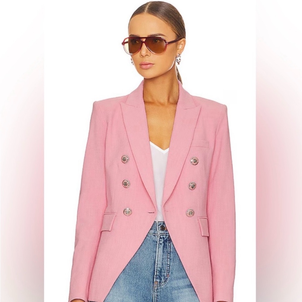 Veronica Beard Blush Pink Double-Breasted Tailored Blazer